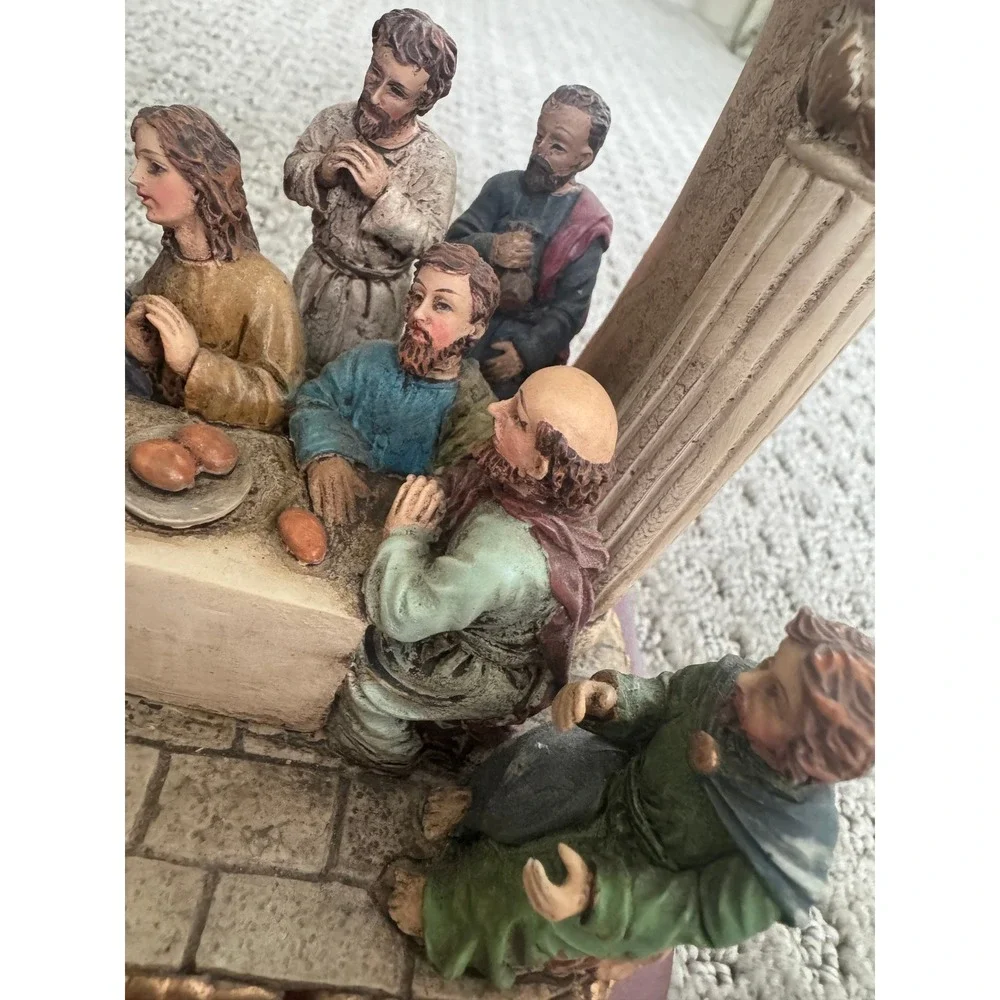 Vintage Last Supper Mantel Clock Religious Tabletop Decor Cherub Angels